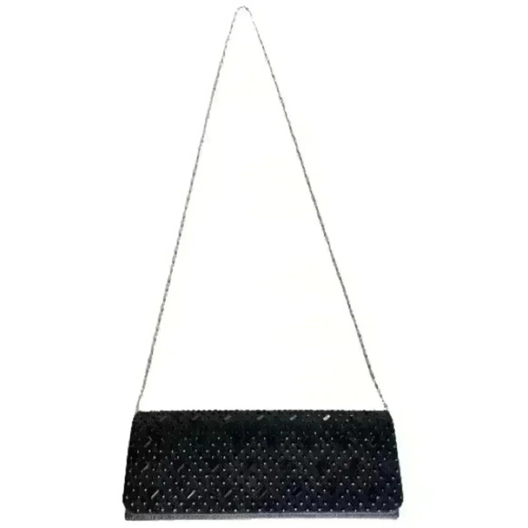 MINI BLACK SHINNY BAG RHINESTONES WITH CHAIN STRAP - Picture 3 of 14